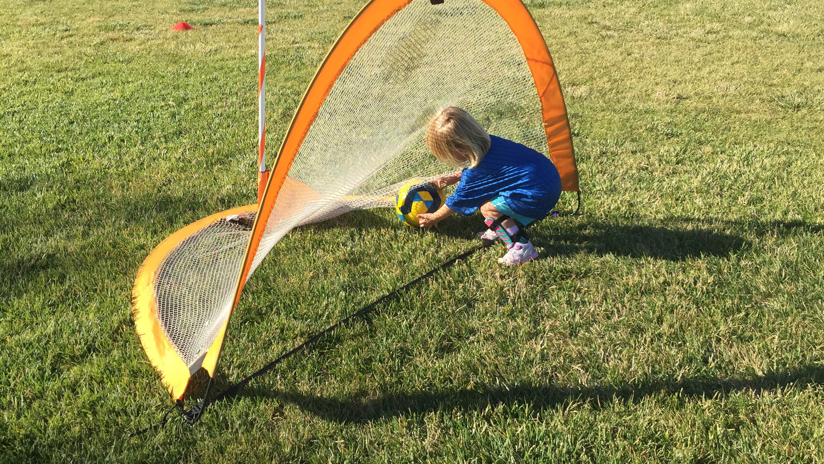 Goal at Kidz Love Soccer in Paso Robles California in a blog post on Two In Tow & On The Go.
