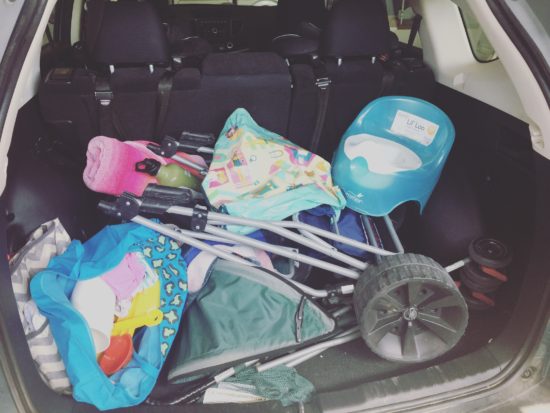 Packing the car for a beach trip with kids 