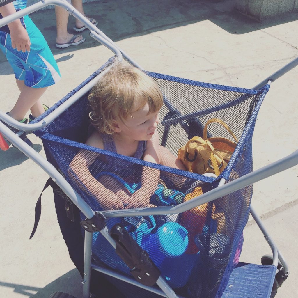 Baby in a beach cart