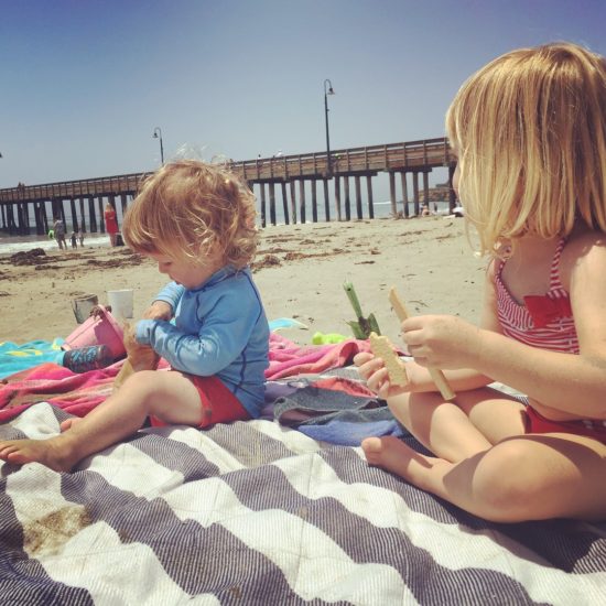 Kids at Cayucos Beach in California 