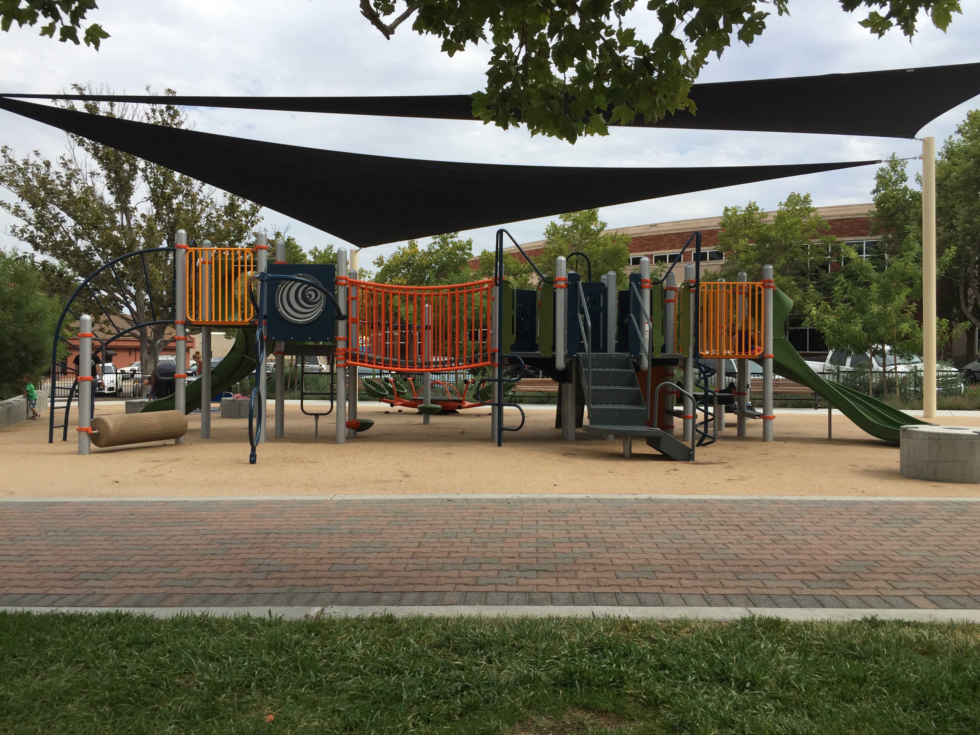 New playground at Paso Robles Downtown City Park landscape angle