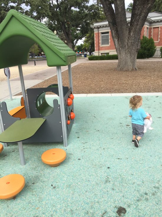 Musical tot lot playhouse at Paso Robles Downtown City Park playground