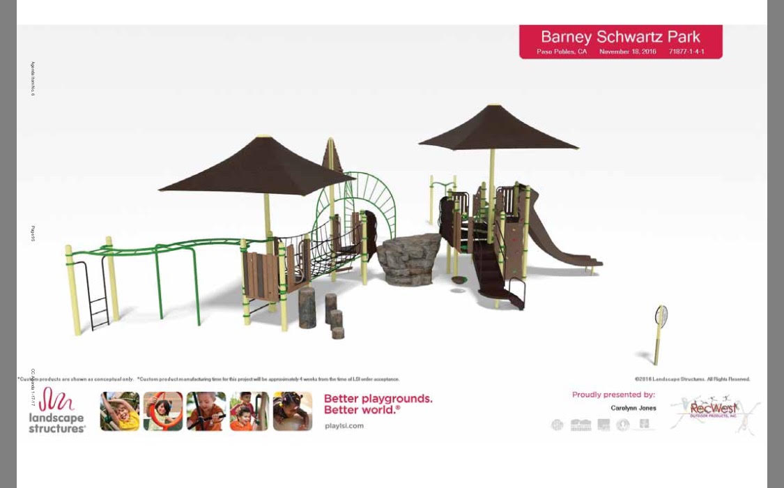 Rendering for the Barney Schwartz Park New Playground in Paso Robles California