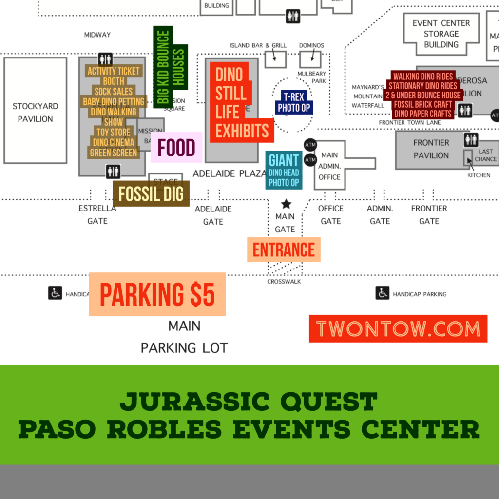 Jurassic Quest Map at the Paso Robles Event Center in Paso Robles California