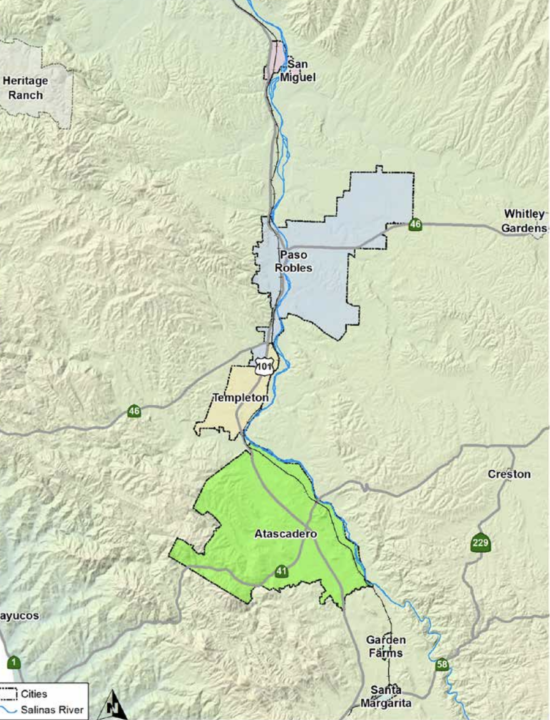 Map of the Salinas River Trail in SLO Counthy