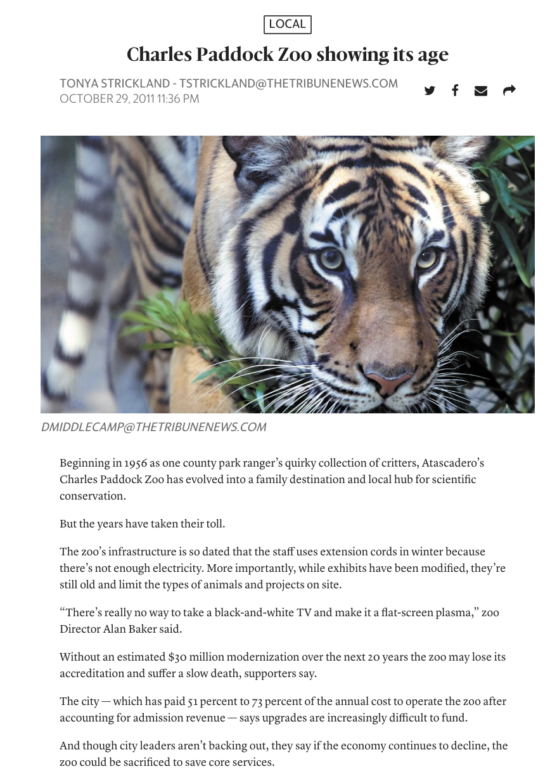 Atascadero Charles Paddock Zoo Tonya Strickland article 