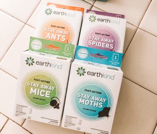 EarthKind Stay Away Repellant all four products for spiders, mother, ants and mice stacked