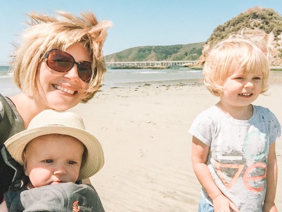 Mom and babies at the beach