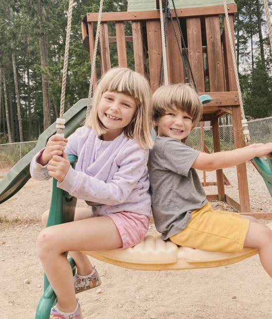 kids on a swing