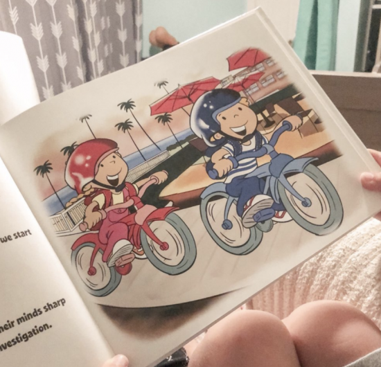 book illustration kids bike