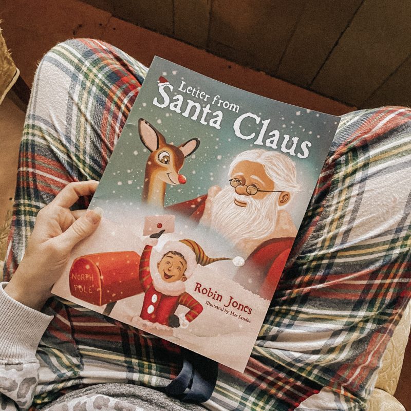 Book cover with Santa Claus and a letter