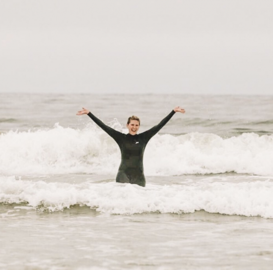 woman in wet suit