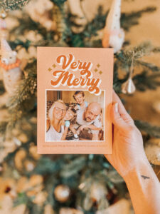 vintage holiday card in orange