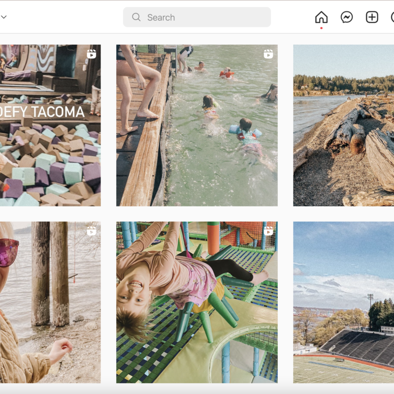 instagram grid of pics of kids in the outdoors