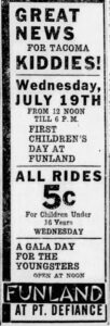 old newspaper ad for amusement park