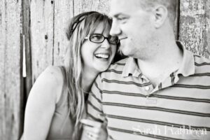 black and white pic of couple laughing